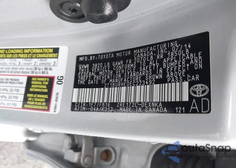 2014 Toyota Corolla Le from USA, damaged, VIN 2T1BURHE0EC223492